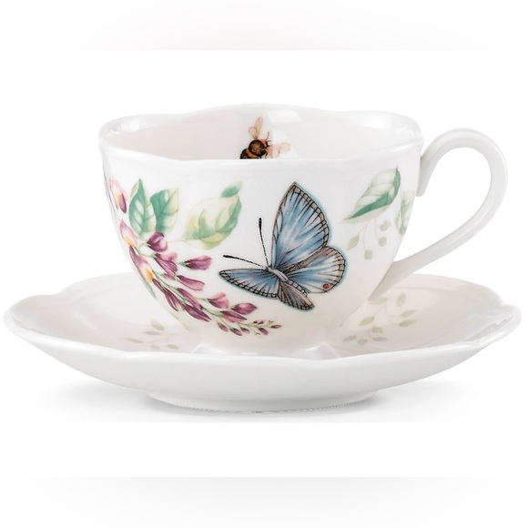 Lenox Butterfly Meadow Blue Butterfly Cup & Saucer - Picture 1 of 2